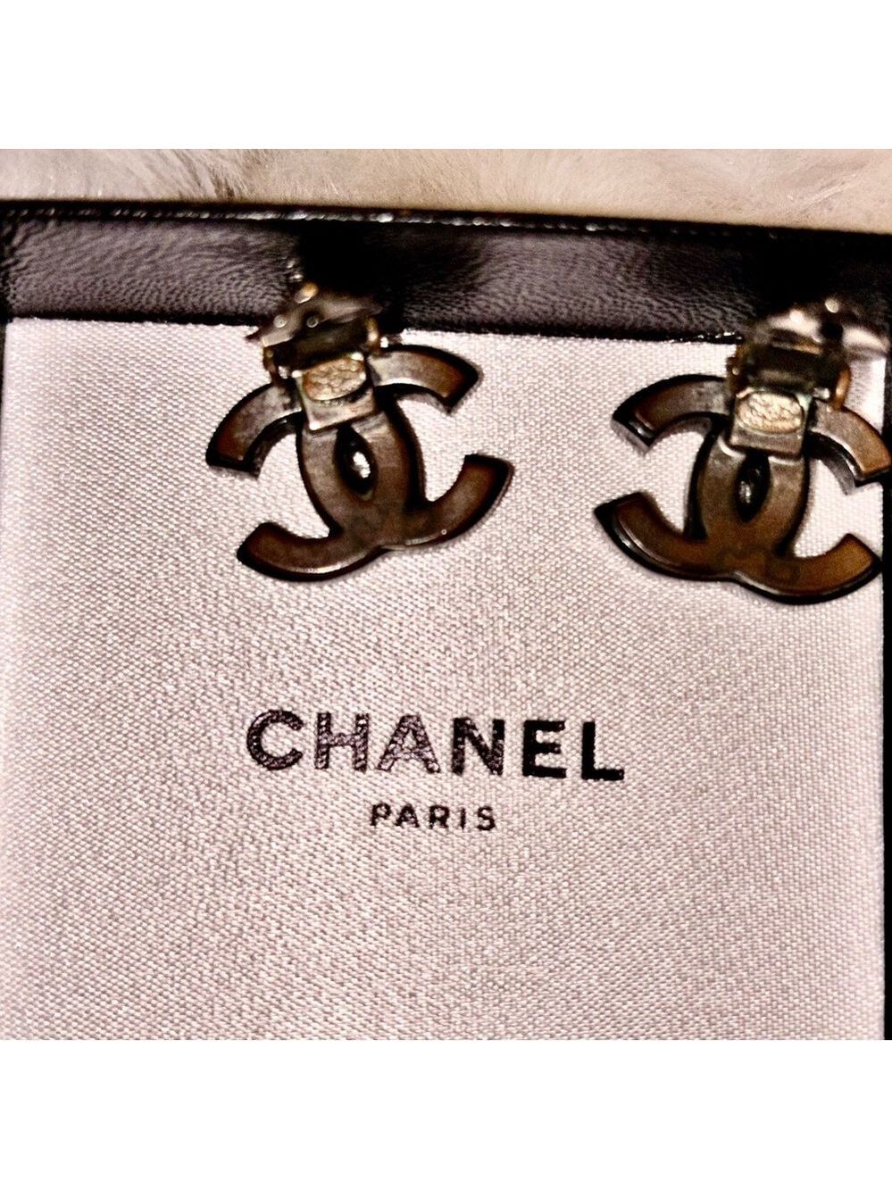 CHANEL Blue Crystal Logo Earrings - Authentic- with Box/Bag - Picture 6 of 13